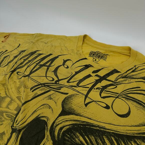 VTG y2k men's MMA Elite skull raven angel wings cyber grunge graphic AOP t shirt - Picture 2 of 8